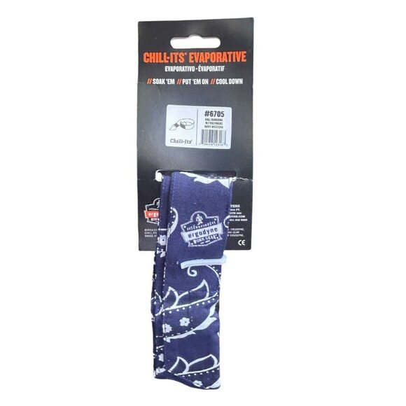 CHILL-ITS BY ERGODYNE 6705 Evaporative Cooling Bandana Navy 52JA02 - Lot of 4 - Picture 4 of 6